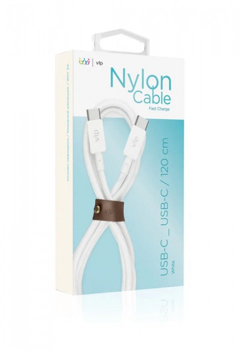 Кабель VLP Nylon Cable USB C - USB C 1.2м белый