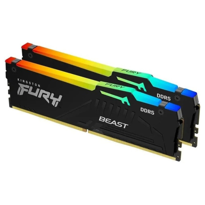 Оперативная память 32Gb DDR5 5600MHz Kingston Fury Beast Black RGB (KF556C40BBAK2-32) (2x16Gb KIT)