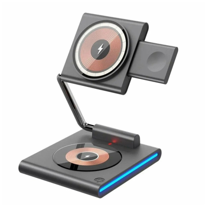 Беспроводное зарядное устройство WIWU Geek 3in1 Wireless Charger Wi-W023 Черное | Фото 2 из 2