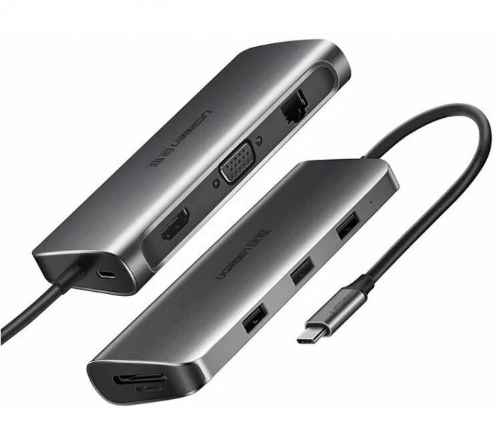 Стыковочная станция UGREEN Adapter 9-in-1 USB-C, Серый (40873) | Фото 2 из 4