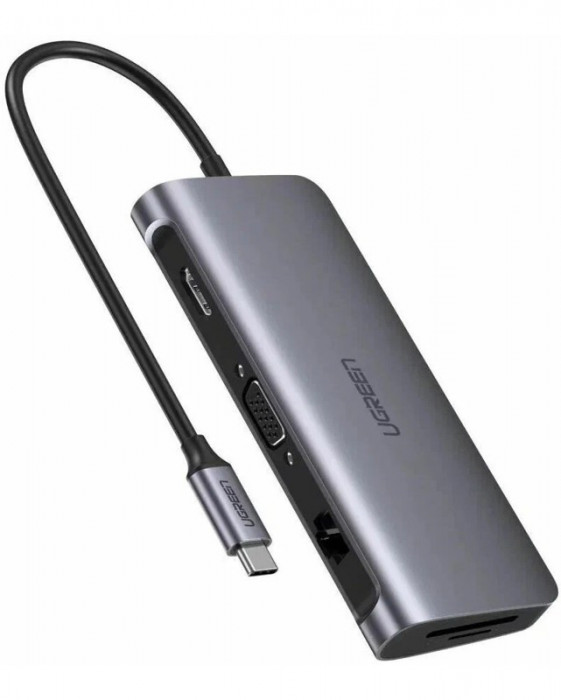 Стыковочная станция UGREEN Adapter 9-in-1 USB-C, Серый (40873) | Фото 4 из 4