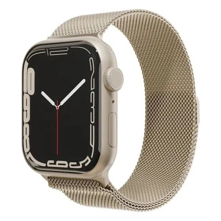 Ремешок из нержавеющей стали сетчатый VLP для Apple Watch 42/44/45, шампань