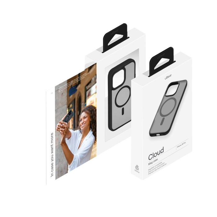 Чехол защитный uBear Cloud Mag Case для iPhone 16 Pro, MagSafe совместимый, усиленный, силк-тач, Черный | Фото 2 из 5