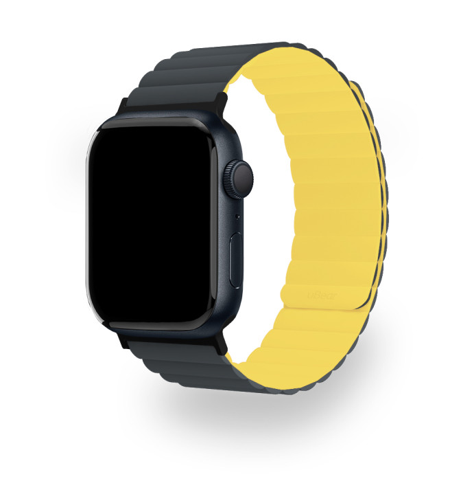 Ремешок uBear Mode для Apple Watch M/L (42, 44, 45, 49 мм), силиконовый, Черный/Желтый | Фото 1 из 3