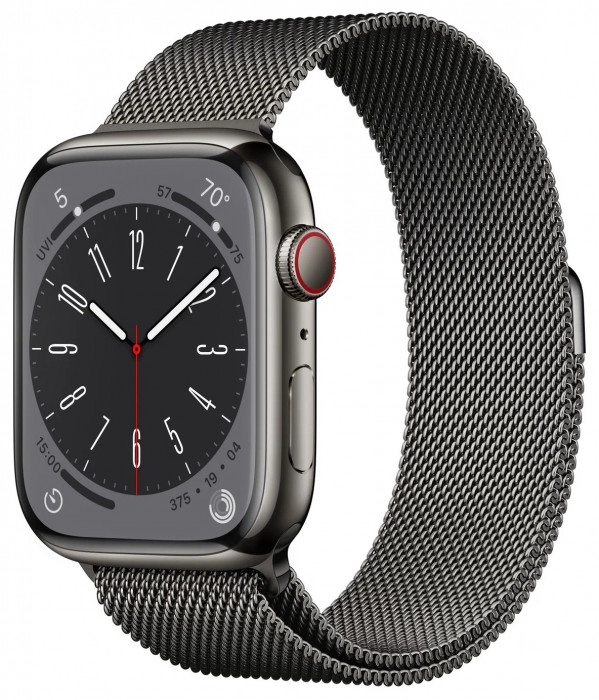Умные часы Apple Watch Series 8 45mm Steel Case GPS + Cellular Graphite Milanese Loop Черный | Фото 1 из 4