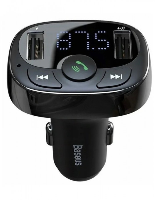 Автомобильный FM трансмиттер Baseus CCTM-01 2USB 3.4A с громкой связью (Черный) | Фото 1 из 4
