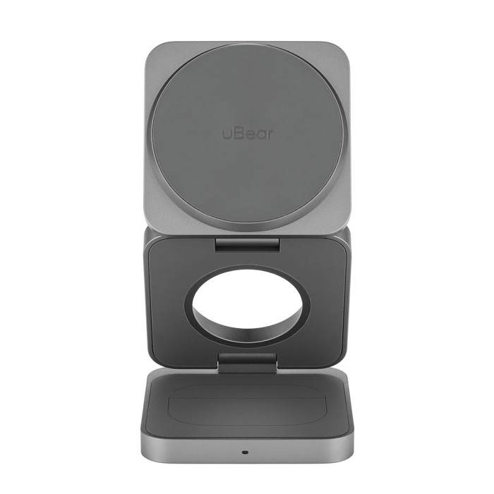 Беспроводное зарядное устройство uBear Balance Ultra, 3-в-1, с поддержкой MagSafe, Qi2, Серый | Фото 6 из 7