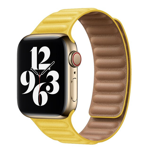 Apple Watch 42 44 45 49 Yellow Leather Link Small