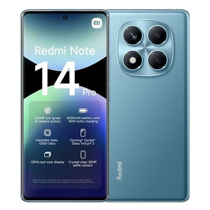 Смартфон Xiaomi Redmi Note 14 Pro 12/256GB Синий (Ocean Blue) | Фото 1 из 3