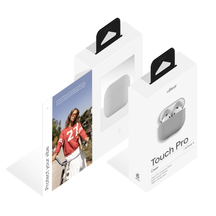 Чехол uBear для AirPods 4 Touch Pro Case, 1,2 мм, PC+силикон, усиленный, Серый | Фото 2 из 5