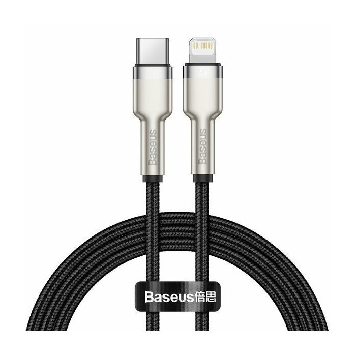 Кабель Baseus Cafule Series Metal Data Cable Type-C to Lightning PD 20W 1m Черный (CATLJK-A01) | Фото 2 из 3
