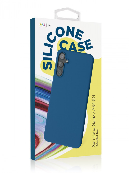 Чехол защитный VLP Silicone Case для Samsung Galaxy A34 темно-синий | Фото 3 из 4