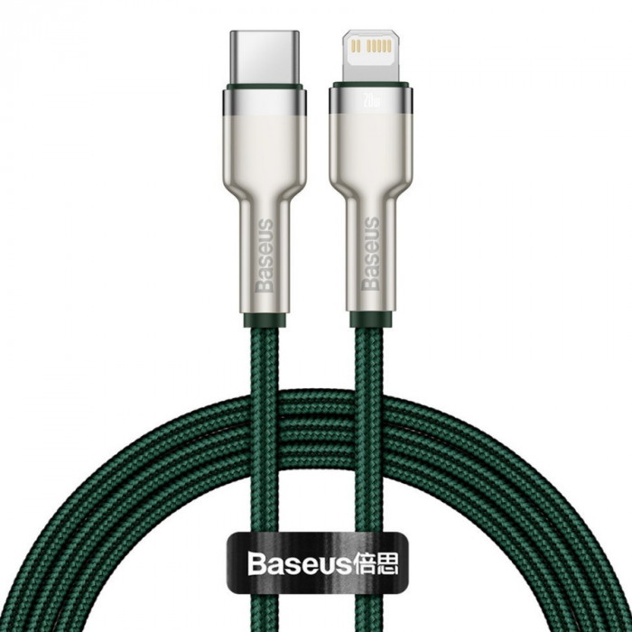Кабель Baseus Cafule Series Metal Data Cable Type-C to Lightning PD 20W 1m Зеленый (CALJK-A06) | Фото 1 из 3