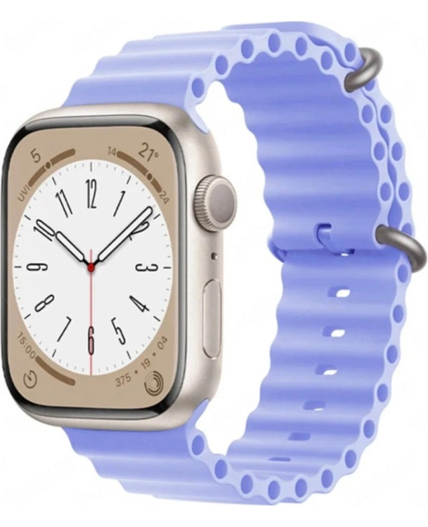 Ремешок для Apple Watch 42/44/45/49mm Ocean Band Голубой (с текстурой кожи)